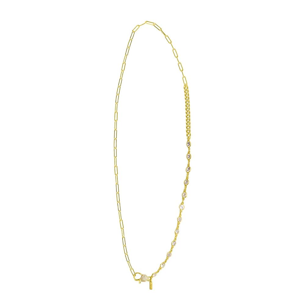 New Adornia 14K Yellow Gold Plated Patchwork Lock Mosaic Necklace $198